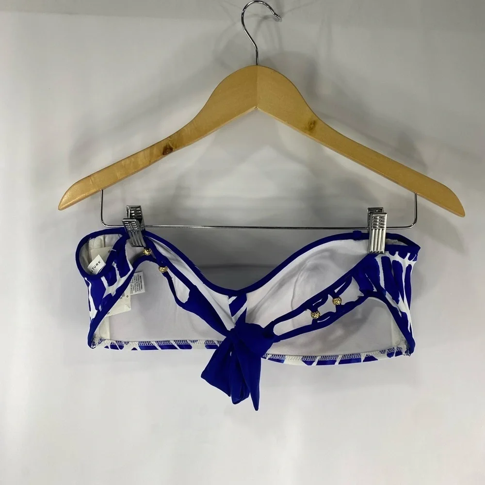 Trina Turk Size 14 Algiers Blue Bandeau Bikini Top - Picture 3 of 3
